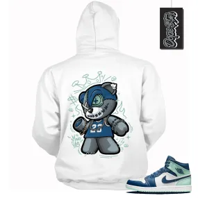 1 Mid Mystic Navy Mint Foam Hoodie Gang Bear