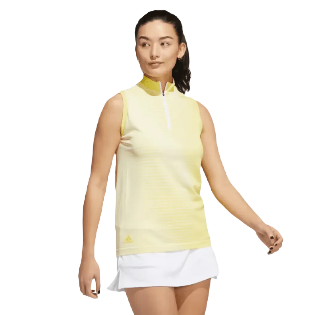 Adidas Ladies Primeknit Sleeveless Golf Polo Shirt - Yellow