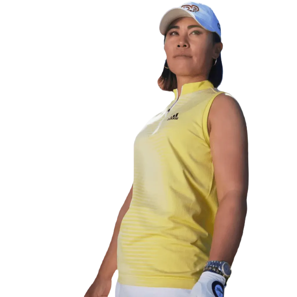 Adidas Ladies Primeknit Sleeveless Golf Polo Shirt - Yellow