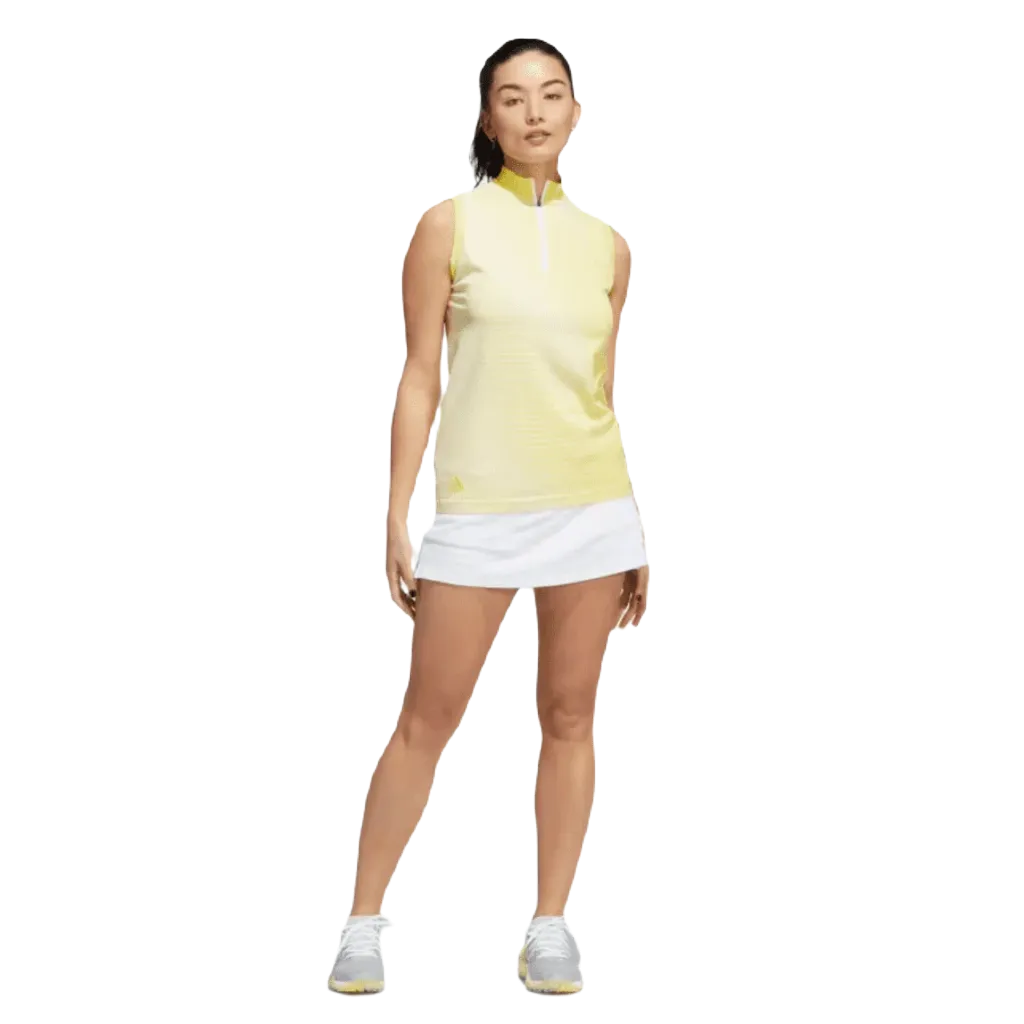 Adidas Ladies Primeknit Sleeveless Golf Polo Shirt - Yellow