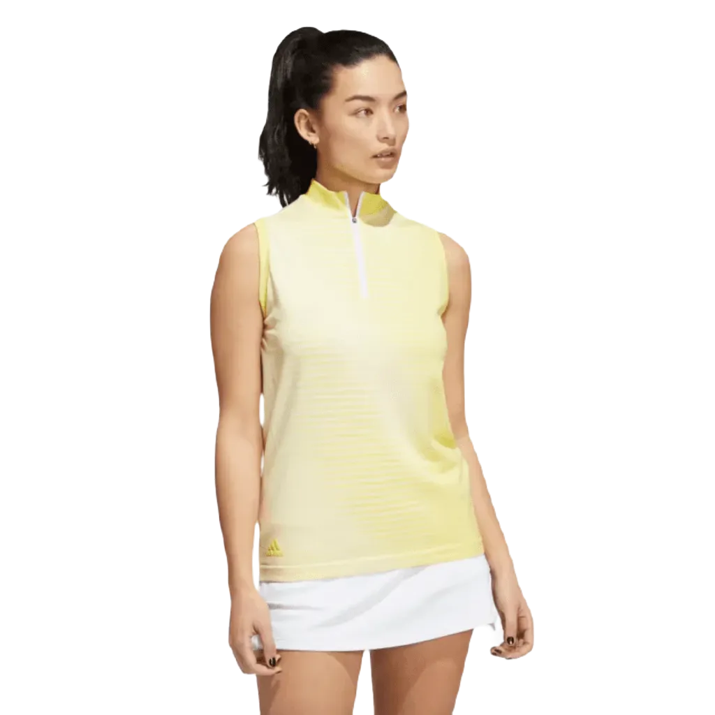 Adidas Ladies Primeknit Sleeveless Golf Polo Shirt - Yellow