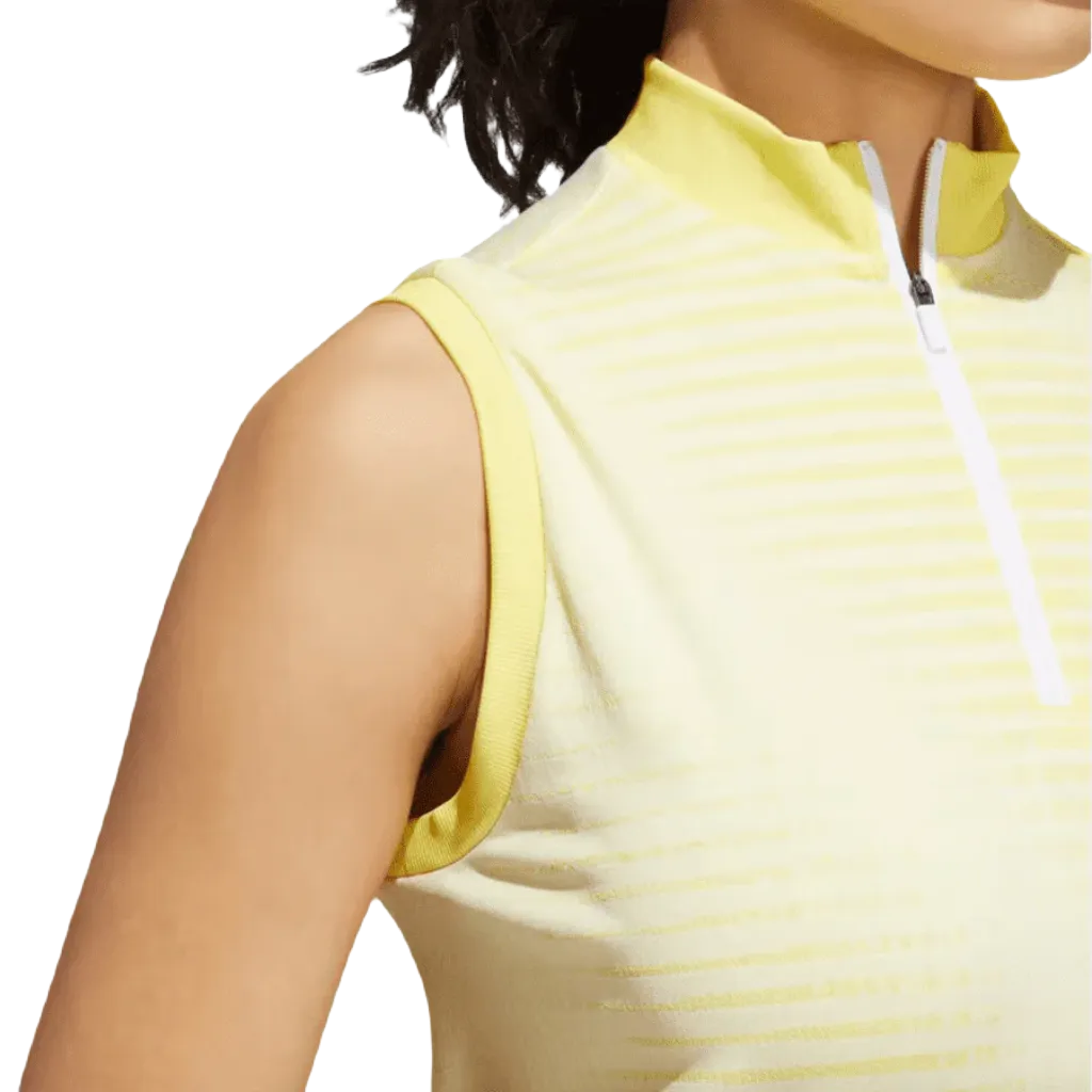 Adidas Ladies Primeknit Sleeveless Golf Polo Shirt - Yellow