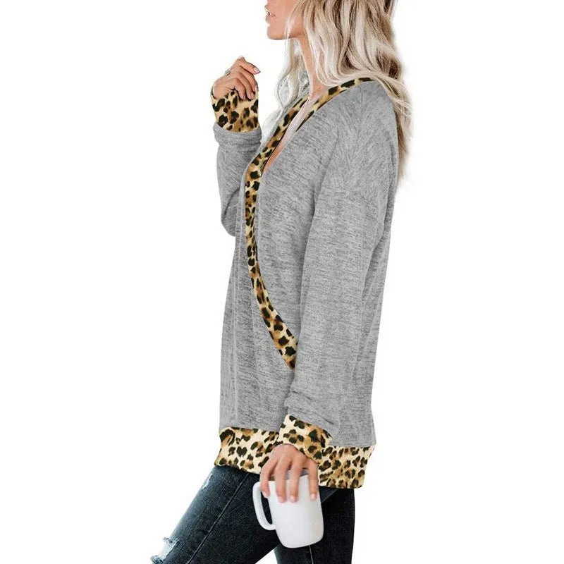 Animal Print Long Sleeve Wrap Sweater