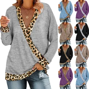 Animal Print Long Sleeve Wrap Sweater