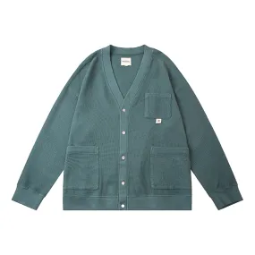 A[S]USL PIGMENT DYE WAFFLE CARDIGAN-SLATE