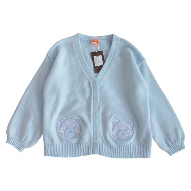 Baby Blue Bear Kawaii Girl Cardigan