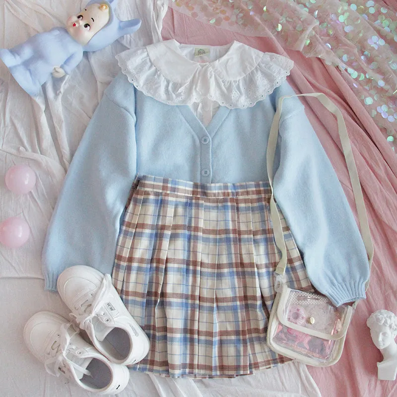 Baby Blue Bear Kawaii Girl Cardigan