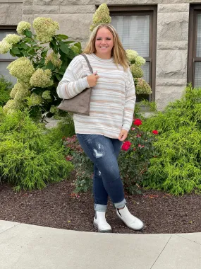 BEIGE/MOCHA STRIPED SWEATER