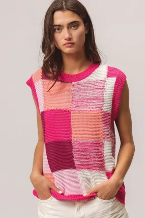 BiBi Color Block Round Neck Sweater Vest