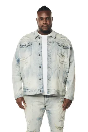 Big and Tall - Wave Effect Jean Jacket - Leo Blue