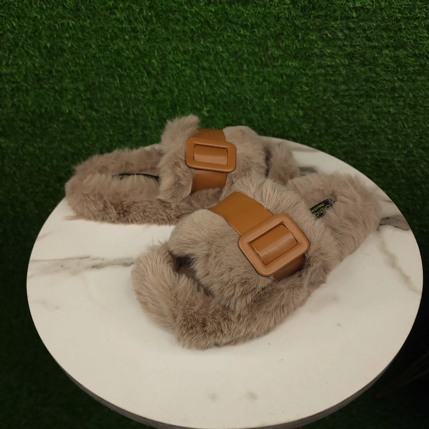 Brown Camel Fur Slippers