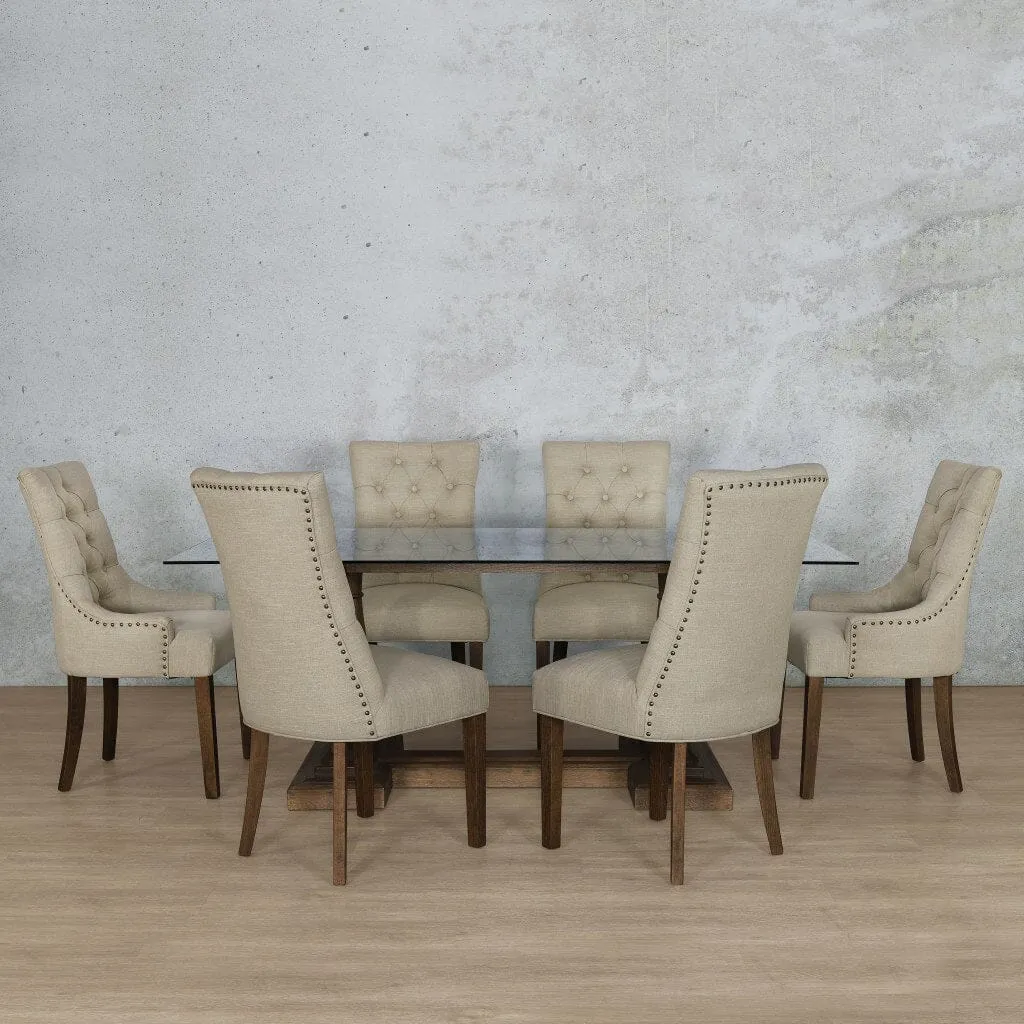 Charlotte Glass Top & Duchess 6 Seater Dining Set