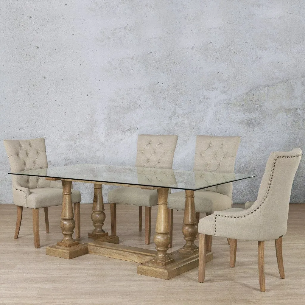 Charlotte Glass Top & Duchess 6 Seater Dining Set