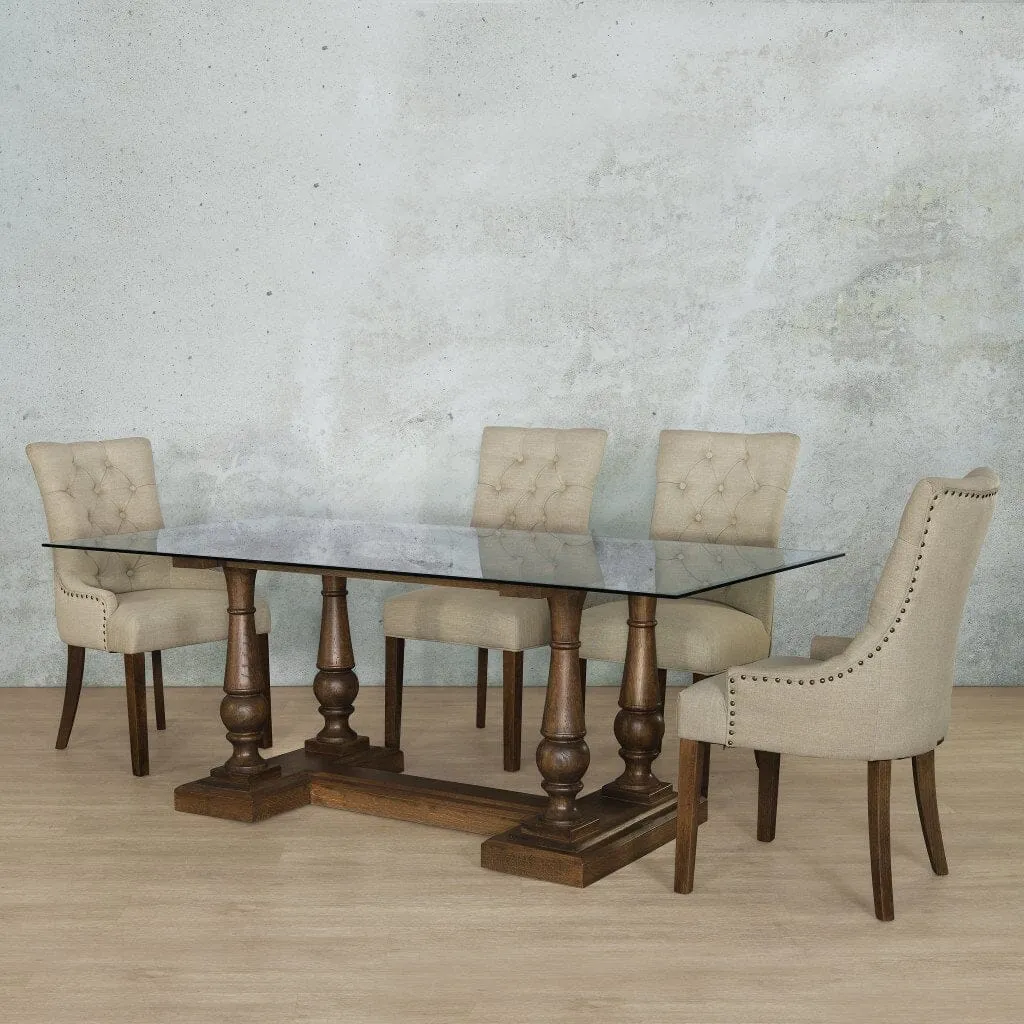 Charlotte Glass Top & Duchess 6 Seater Dining Set