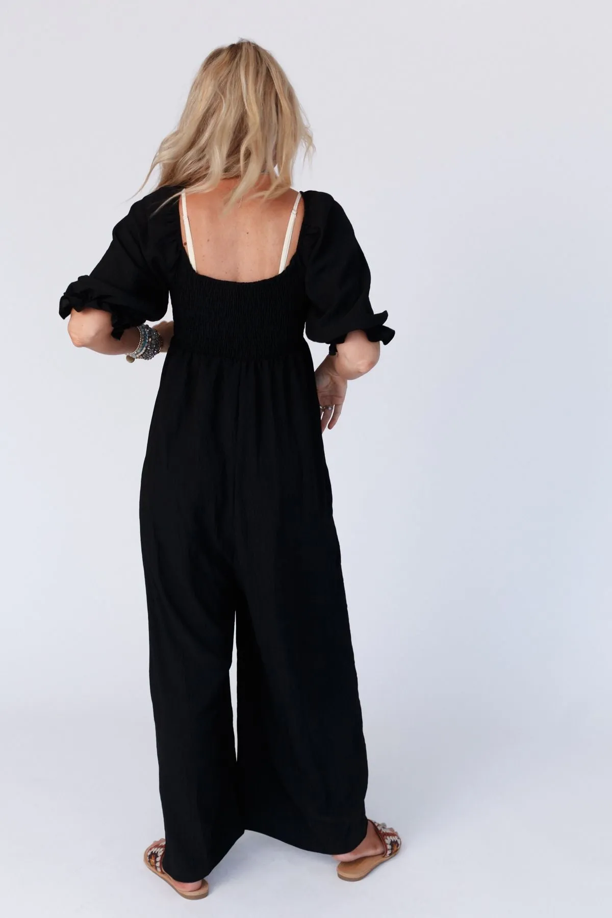 Charlotte Solid Wide Leg Jumpsuit - Black