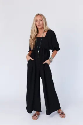 Charlotte Solid Wide Leg Jumpsuit - Black