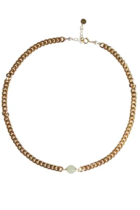 Charlotte — Green jade gold chain necklace