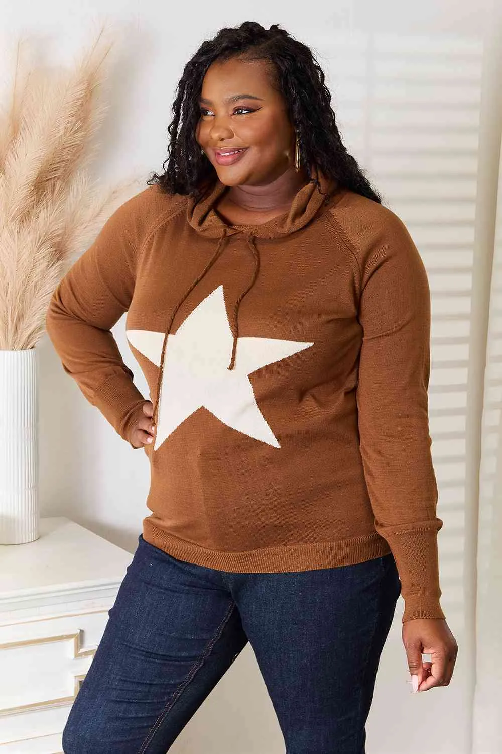 Chestnut Star Graphic Hooded Sweater