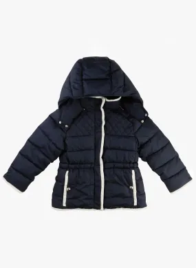 Chloe Girls Padded Hooded Coat with Lining Details in Marine