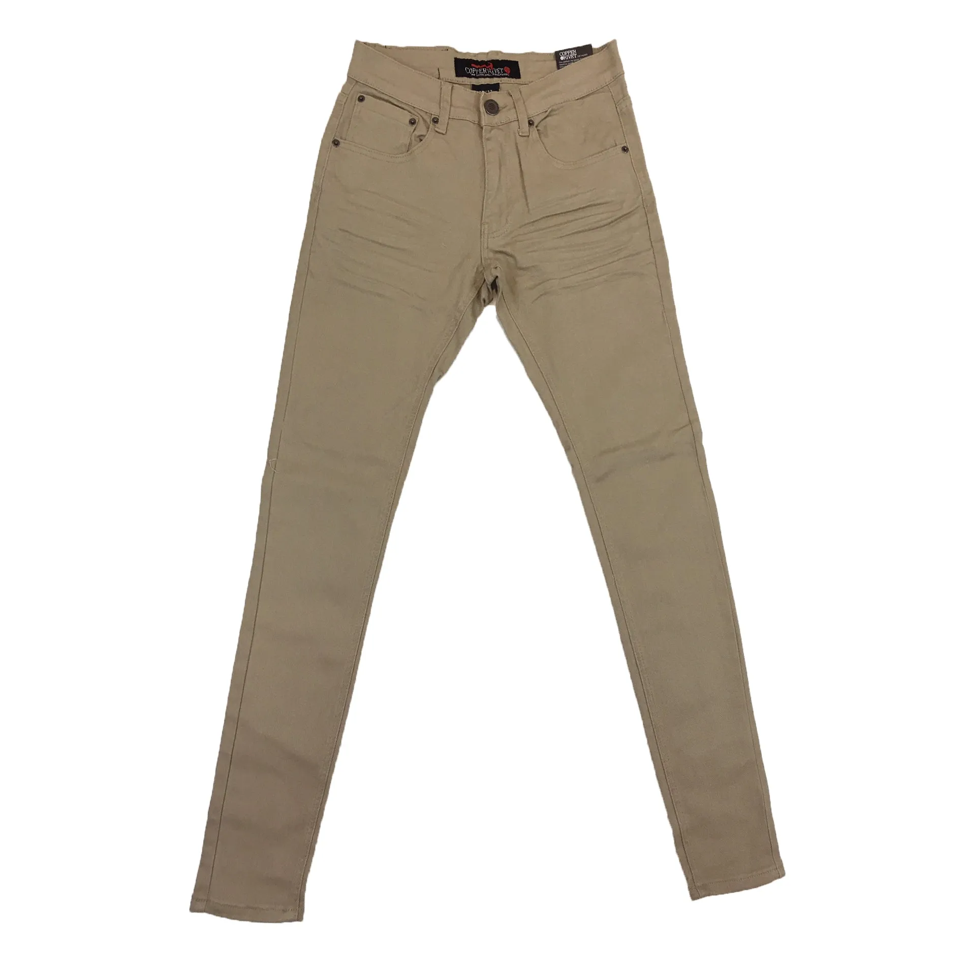 Copper Rivet Plain Slim Jean (Khaki)