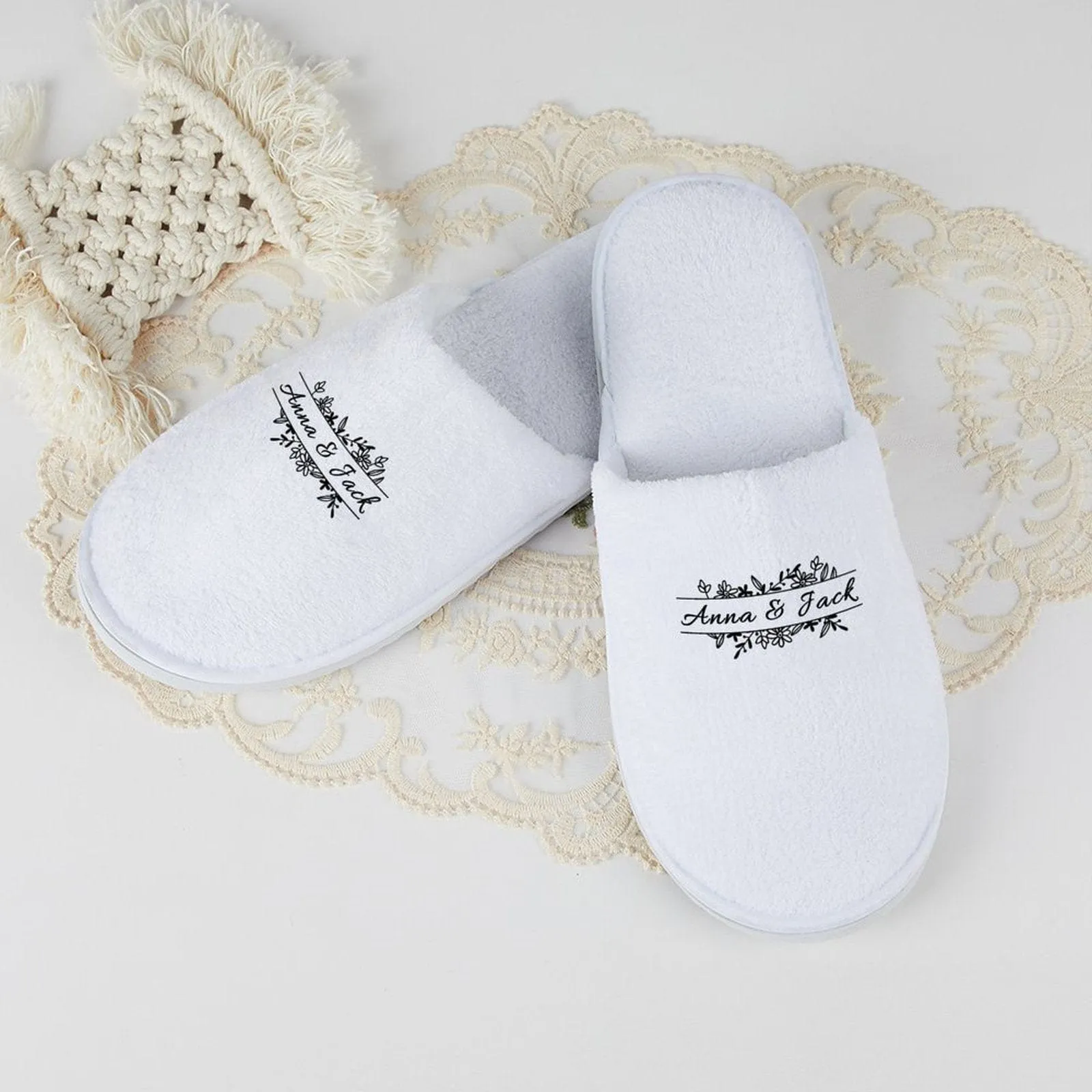 Custom Name Printing Bridesmaids Wedding Spa Slippers Bride Slippers