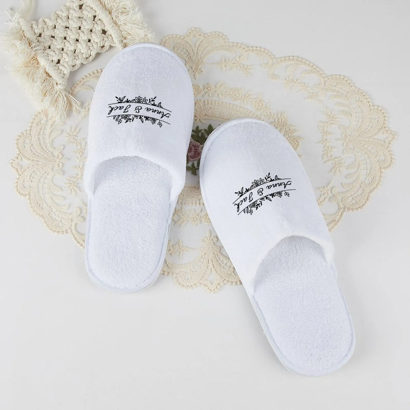 Custom Name Printing Bridesmaids Wedding Spa Slippers Bride Slippers