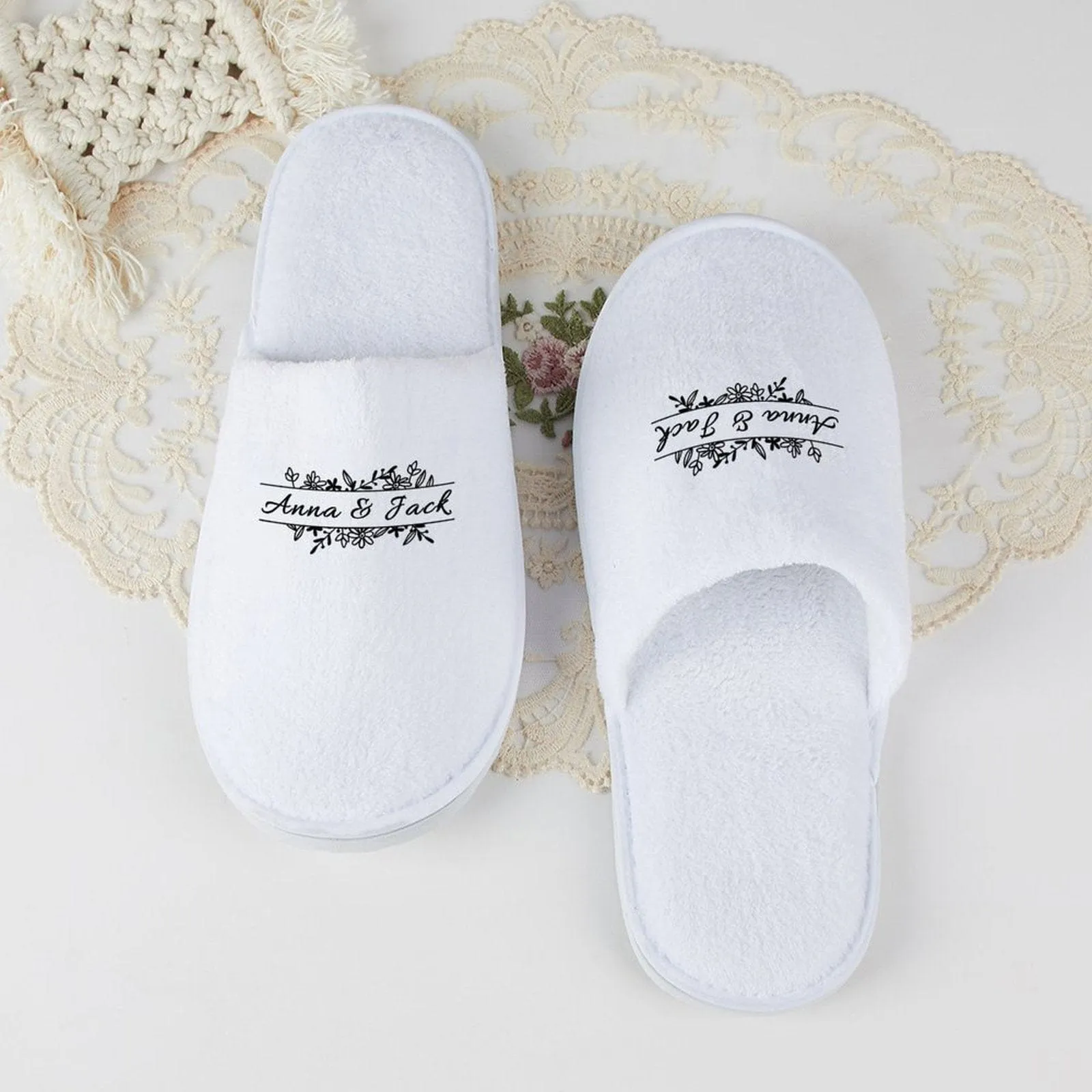 Custom Name Printing Bridesmaids Wedding Spa Slippers Bride Slippers