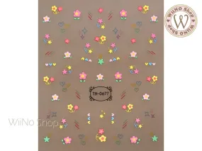 Cute Flower Heart Star Adhesive Nail Art Sticker - 1 pc (TH-0677)