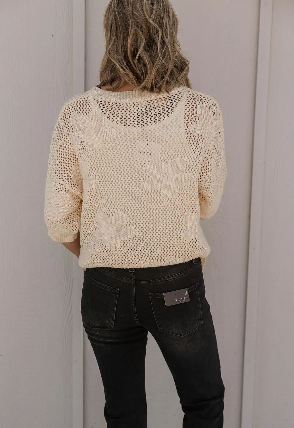 ELLA FLORAL CREAM SWEATER TOP AVAILABLE IN CURVY & REGULAR