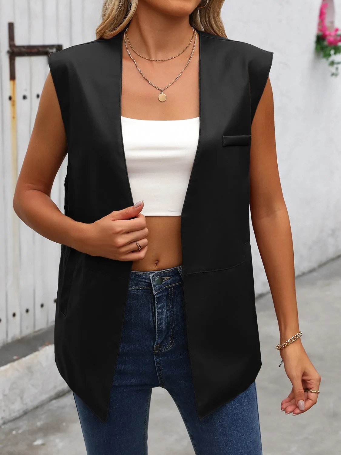 Eva Side Slit Open Front Vest