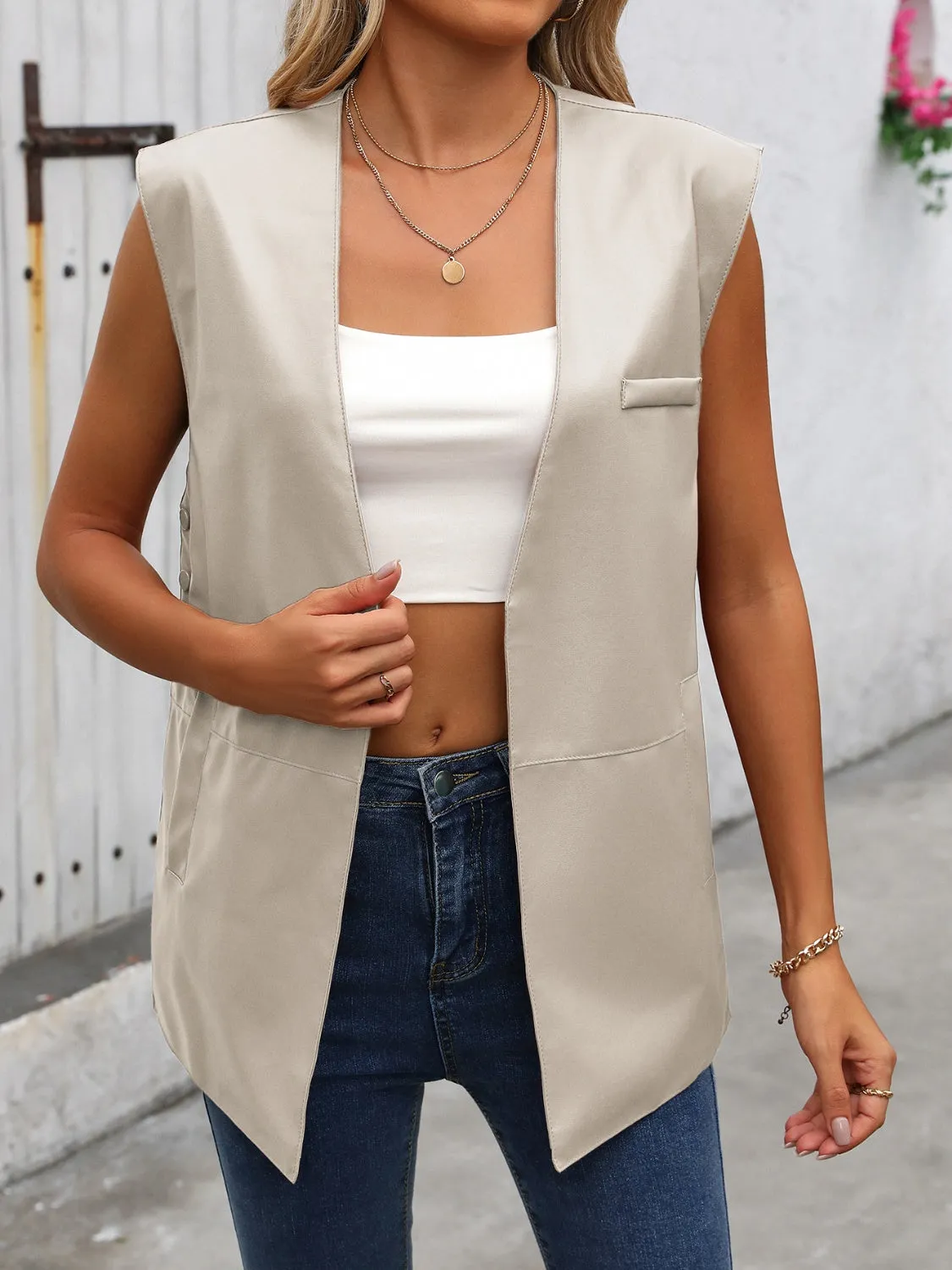 Eva Side Slit Open Front Vest