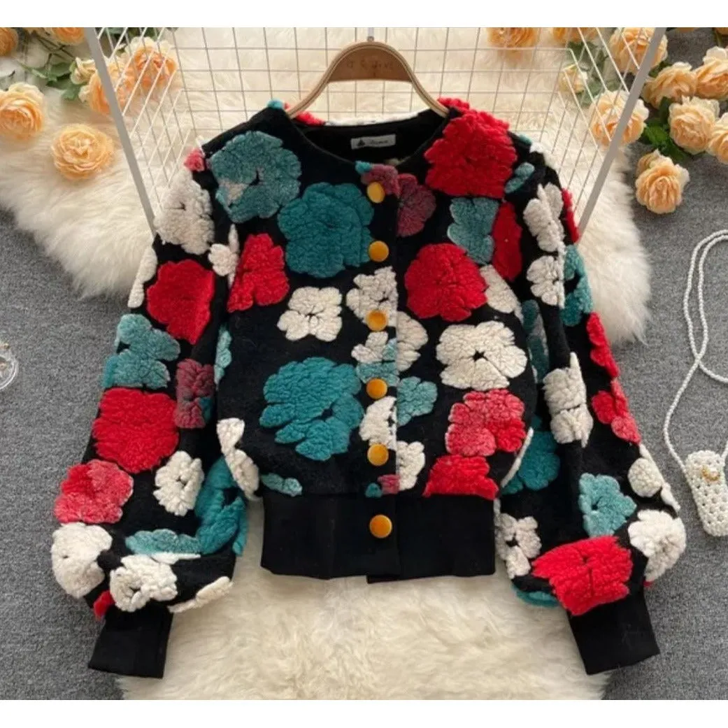 Flower Embraided Crop Jacket