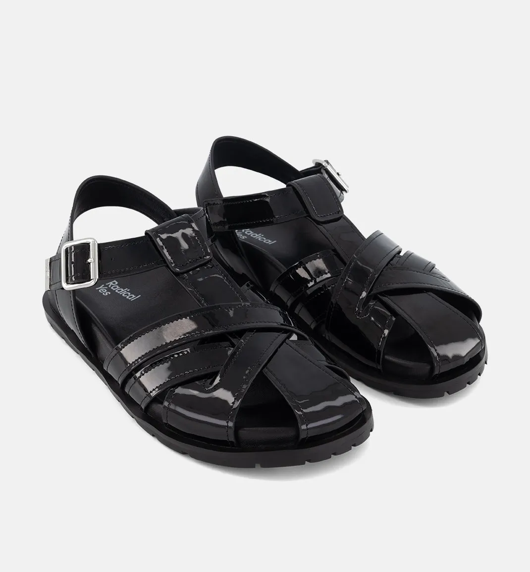 Ginny Strappy Sandal | Black Patent Leather