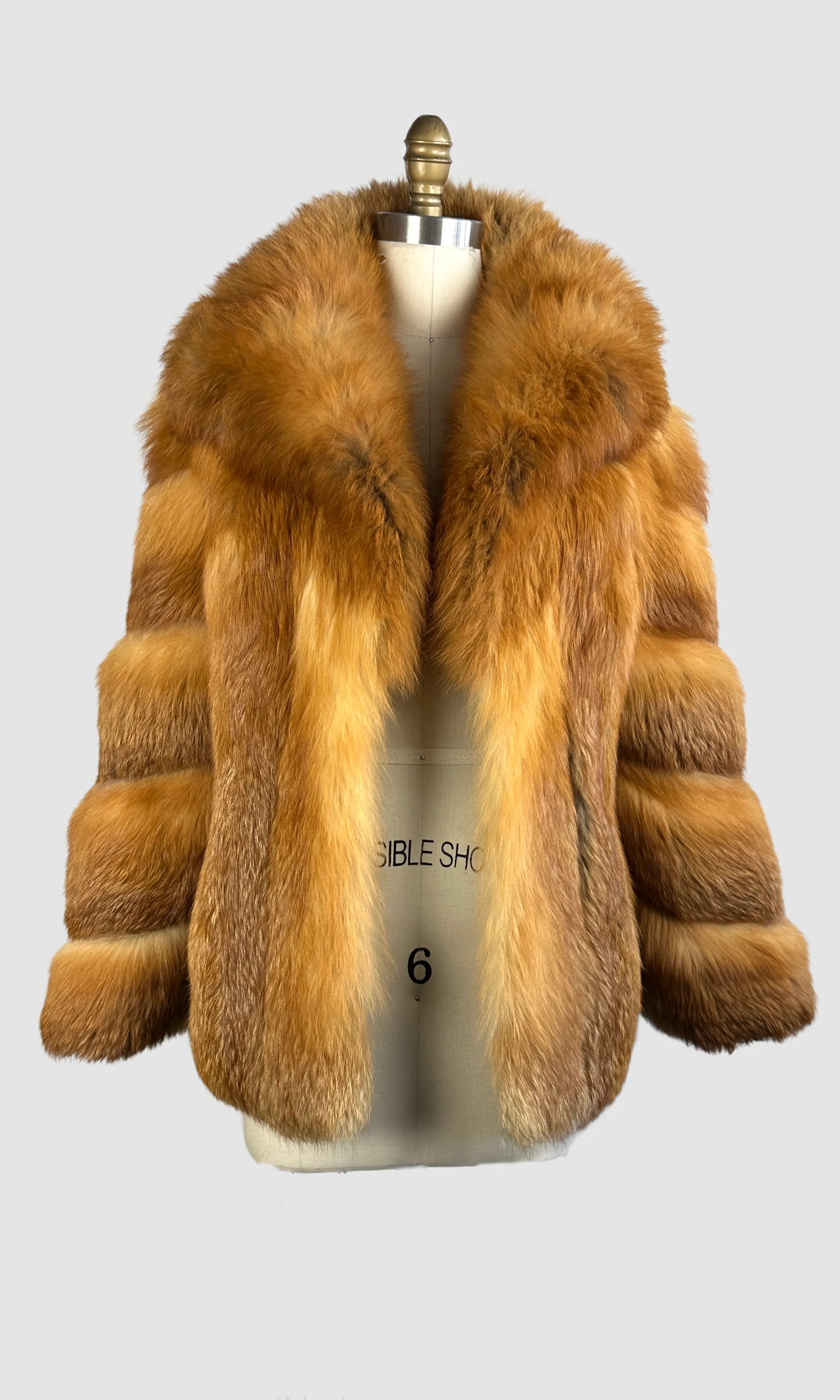 GLAM SLAM 70s Herbert's  Red Fox Fur Coat   Small