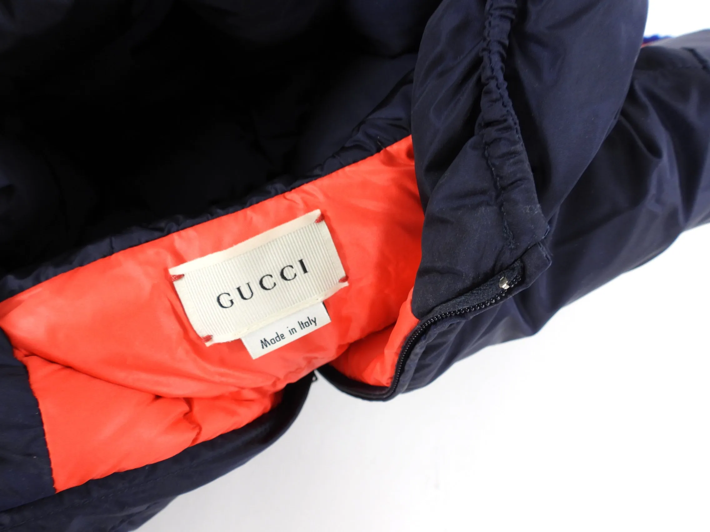 Gucci Baby Navy Logo Back Puffer Coat - 6/9 M