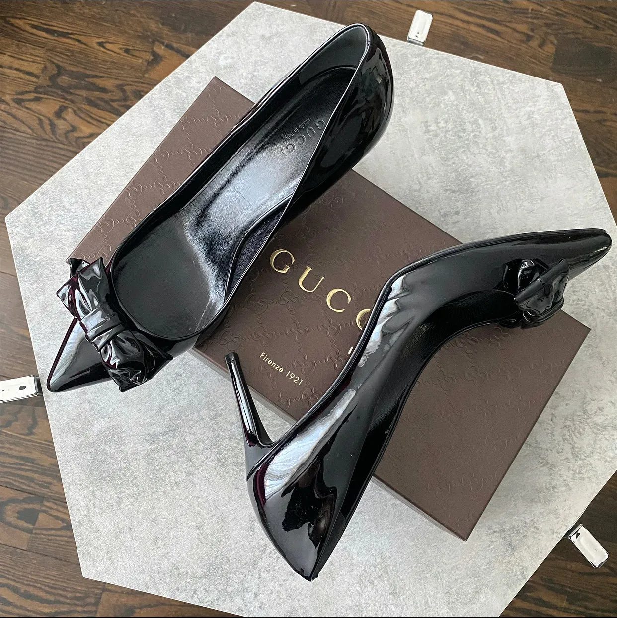 Gucci Patent Bow 80mm Pumps - 40