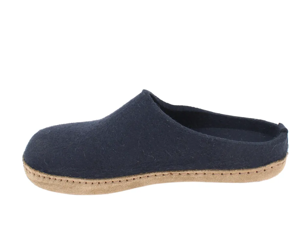 Haflinger Felt Slippers Emil Navy Blue