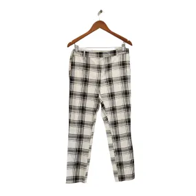 H&M White Checked Ankle Length Stretch Slacks | Brand New |