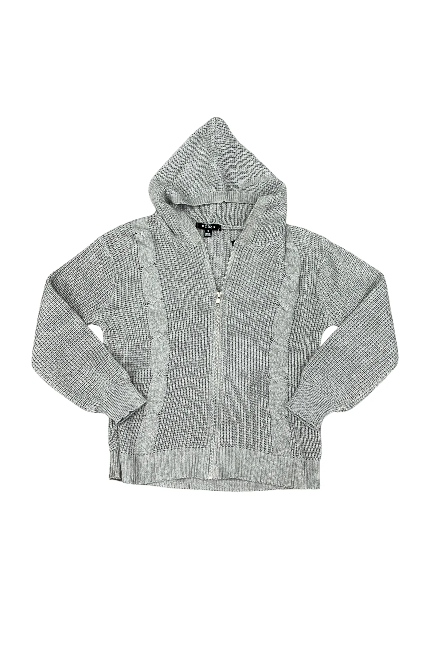 Heather Grey Cable Knit Zip Hoodie