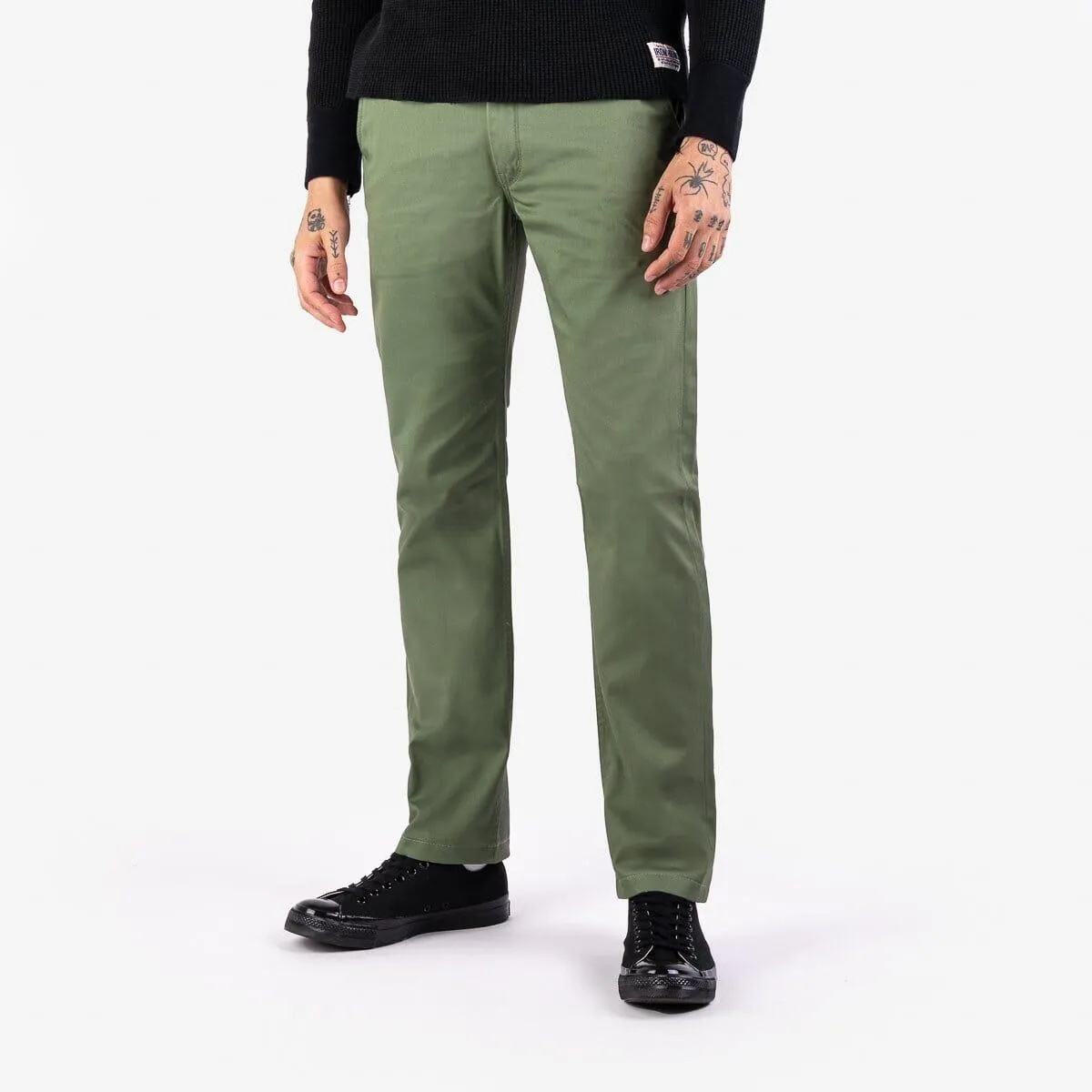 Iron Heart - IH-721 - 9oz Mercerised Selvedge Cotton Slim Tapered Chinos - Olive