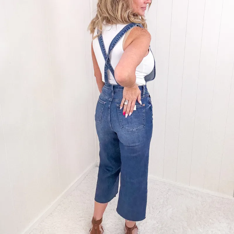 Judy Blue Bluetiful Bliss High Waist Cropped Wide Leg Overalls