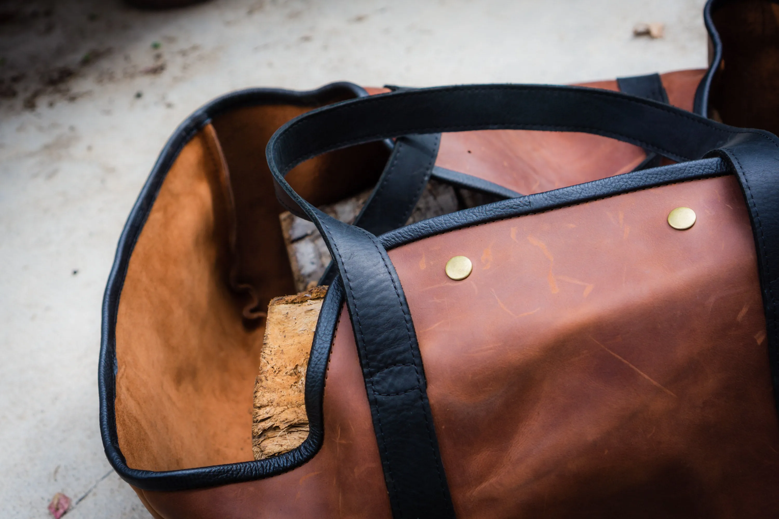 Log Carrier, Firewood Leather Bag, HandMade