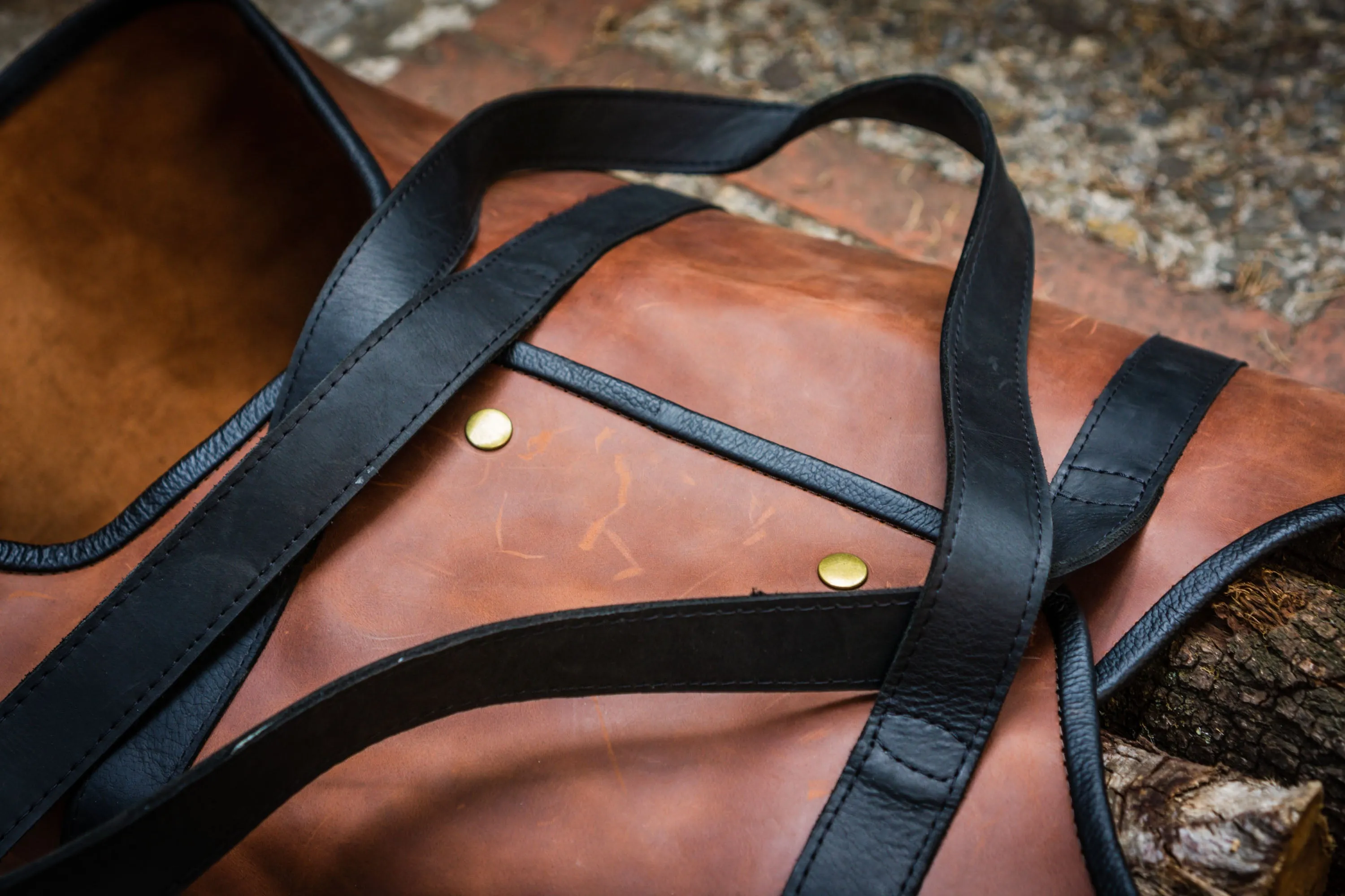 Log Carrier, Firewood Leather Bag, HandMade