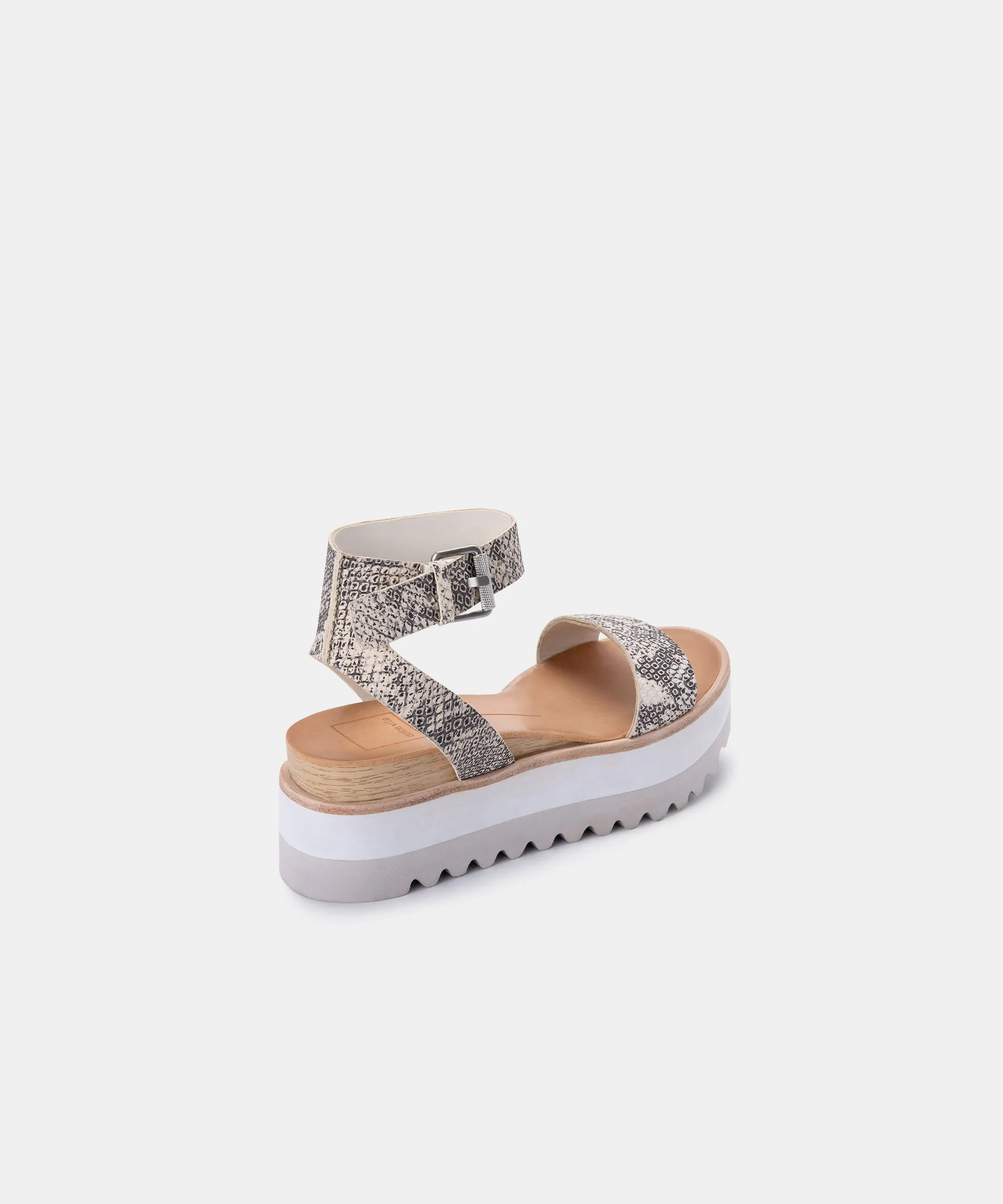 MILA SANDALS STONE SNAKE PRINT LEATHER re:vita