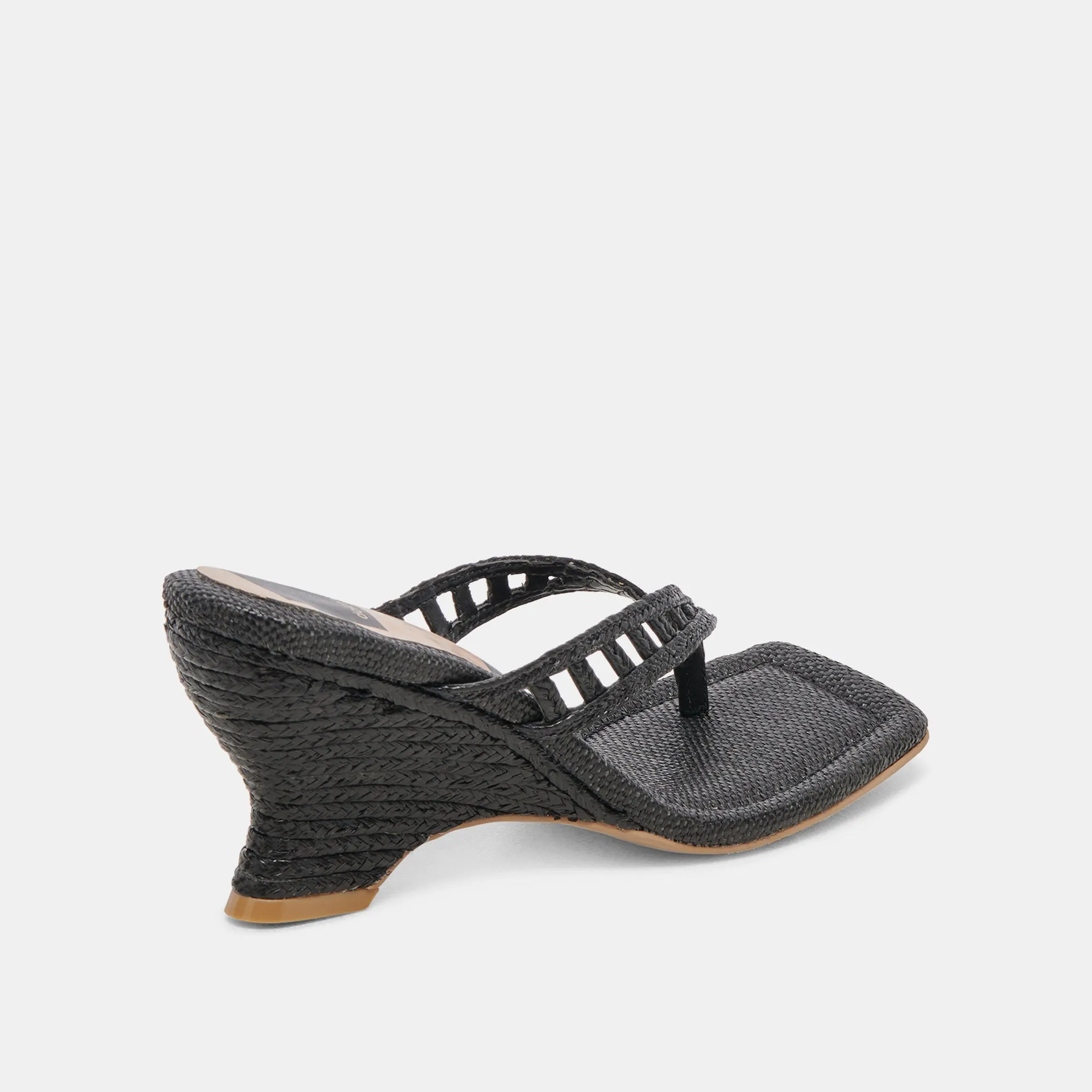 NULLAH WEDGES ONYX RAFFIA