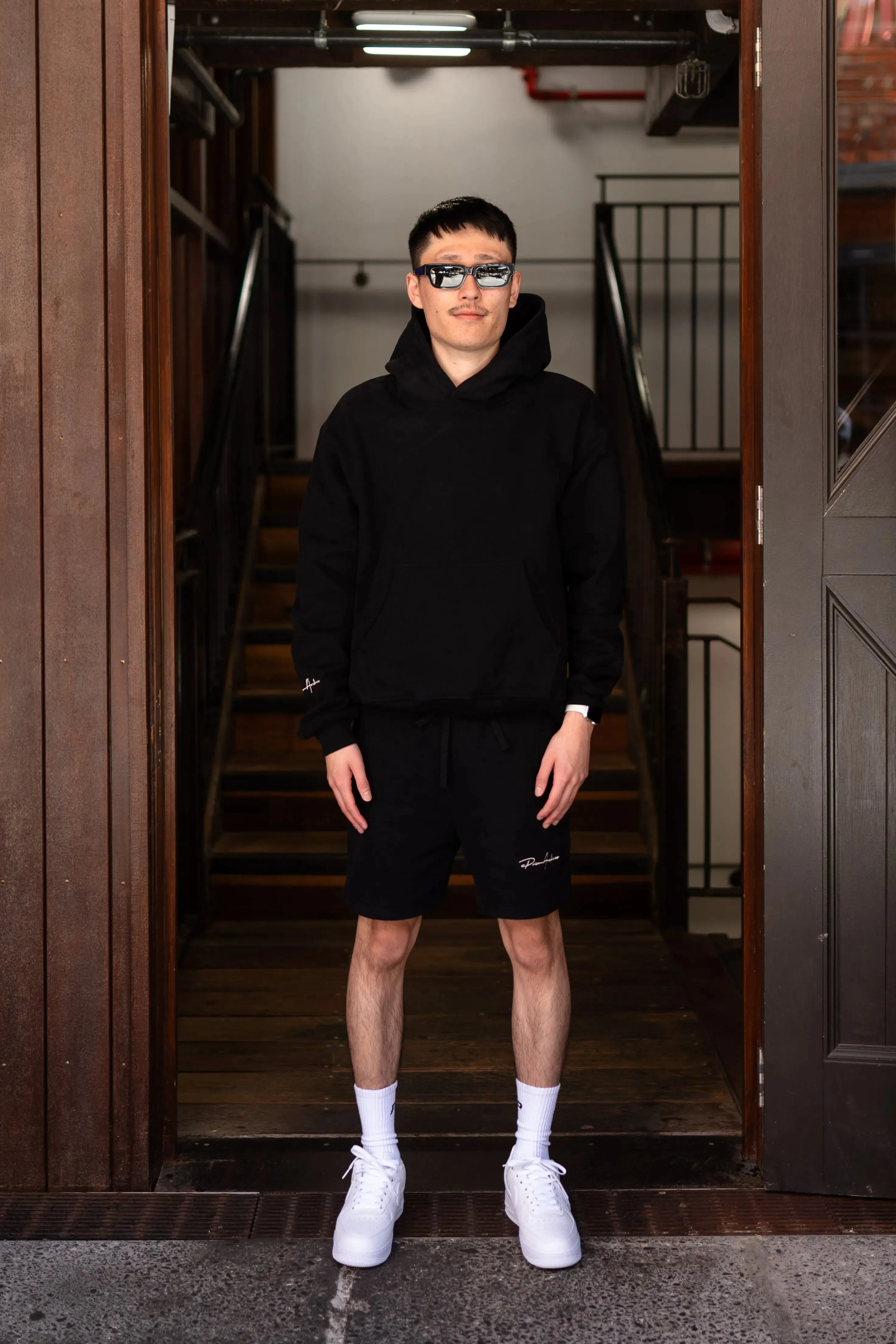 Prior Embroidery Logo Oversized Hoodie Onyx