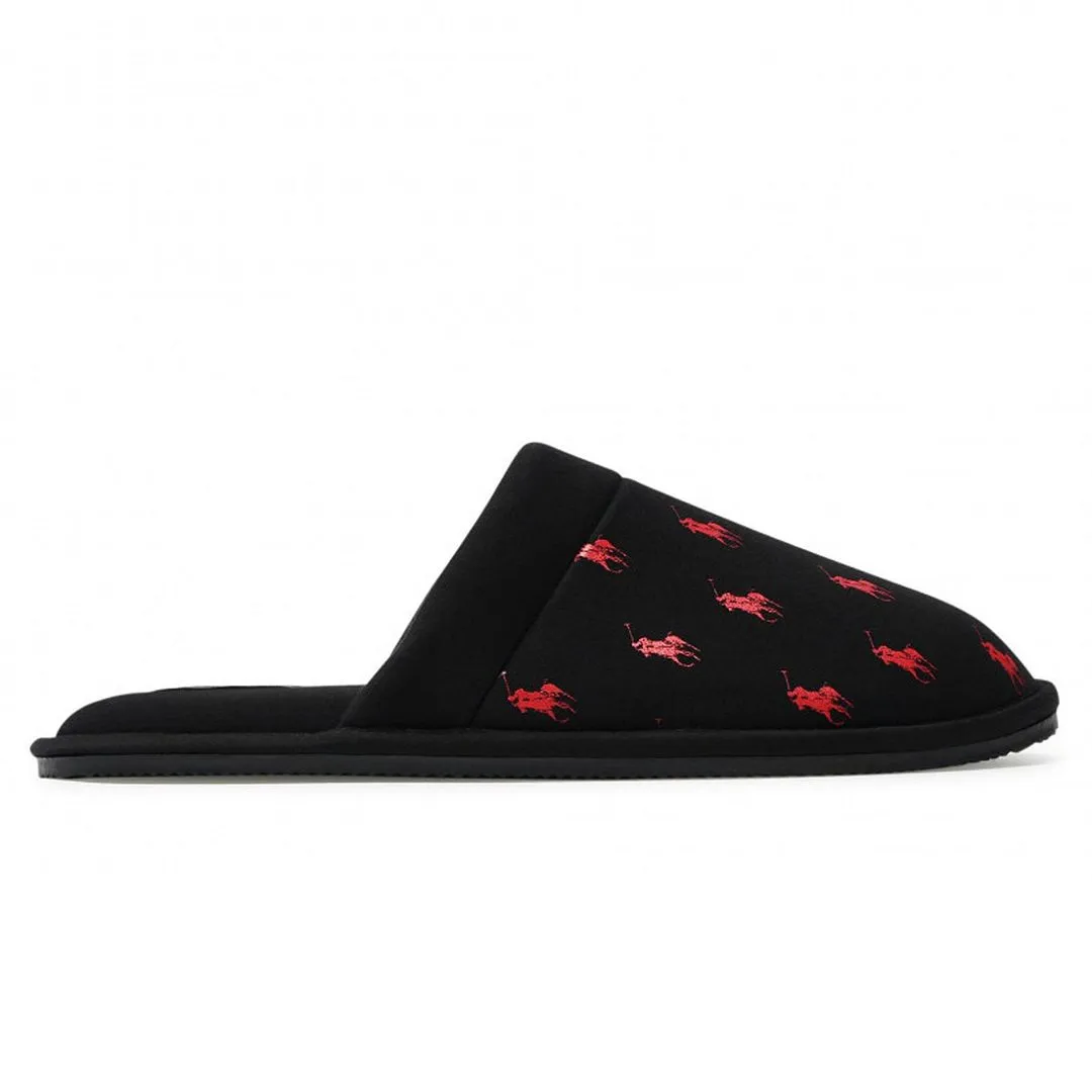 Ralph Lauren Black/Red Kollin Black Mens Slippers