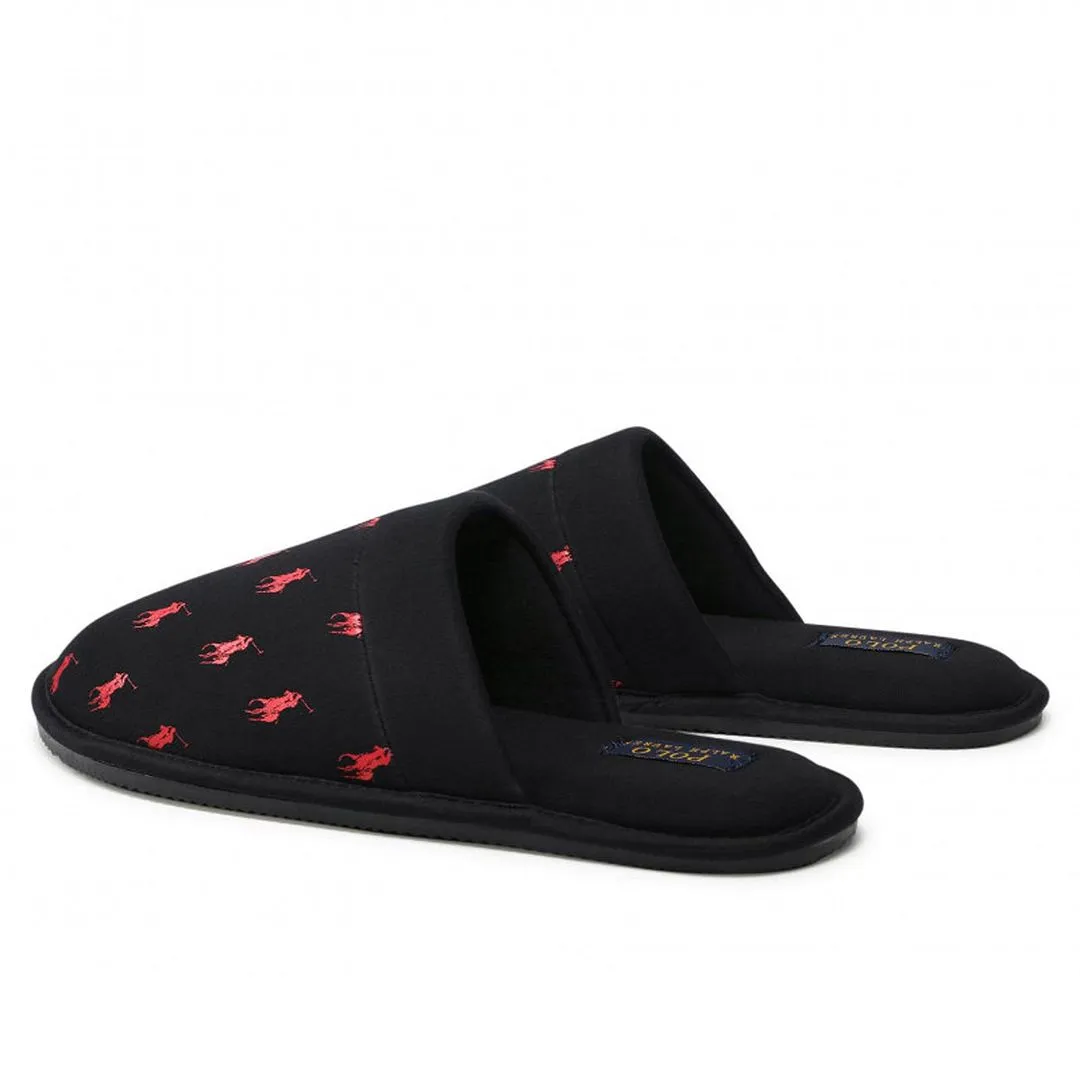 Ralph Lauren Black/Red Kollin Black Mens Slippers