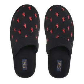 Ralph Lauren Black/Red Kollin Black Mens Slippers