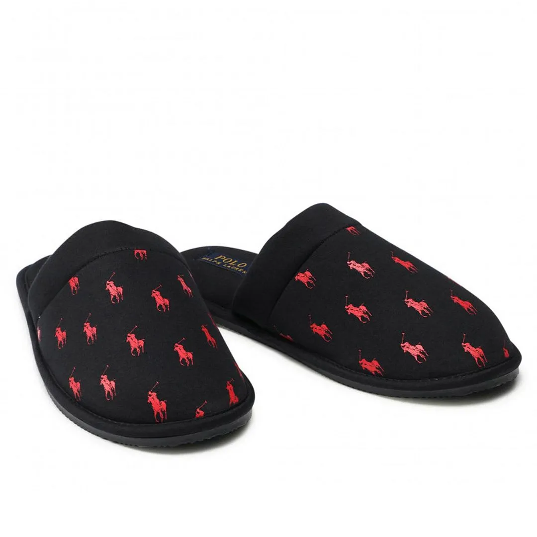 Ralph Lauren Black/Red Kollin Black Mens Slippers